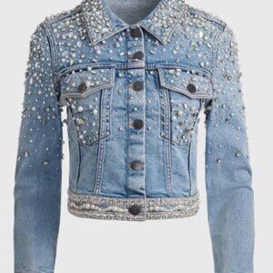 Alice + Olivia NELSON EMBELLISHED FITTED DENIM
JACKET, NWT